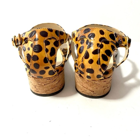 Taryn Rose Kat Low-Wedge Thong Sandals 8.5 Patent Leather Leopard Animal Print - Picture 5 of 15